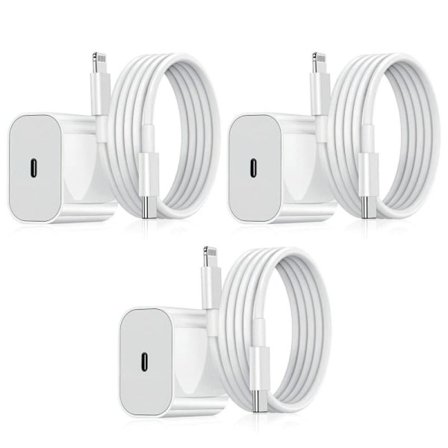 3-pack - iPhone-laddare - Snabbladdare - Adapter + 2m kabel 20W Lightning Vit 3-pack iPhone (NT) 3-Pack