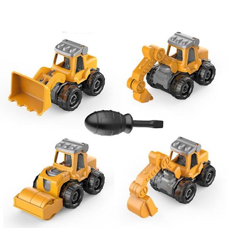 Demonterbart leketøysbil for barn, ingeniørbil for barn, gravemaskin pedagogisk leketøy(gul)