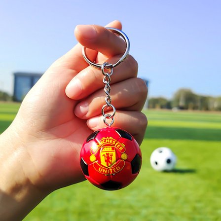 PVC nøkkelring med mini fotball, Tyskland 2024 Europacup klubblogo flagg Manchester City Real Madrid