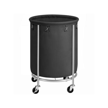 Rootz Tvättkorg - Kompakt Tvättkorg - Bärbar Tvättkorg - Snygg Tvättkorg - Tvättkorg Med Hjul - Tvättkorg - Svart-Silver - 60 x 81 cm