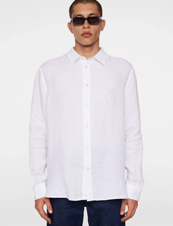 J. Lindeberg Reg Ls Linen Melange Shirt - White - XXL