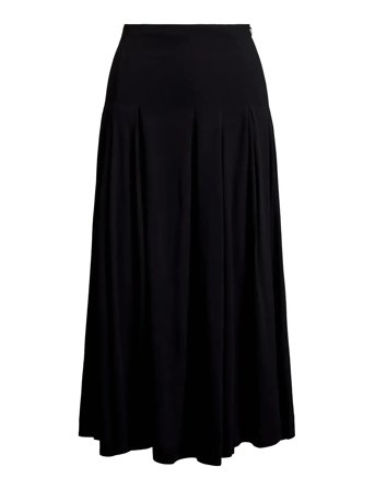 Pleated Crepe A-Line Skirt Black Polo Ralph Lauren