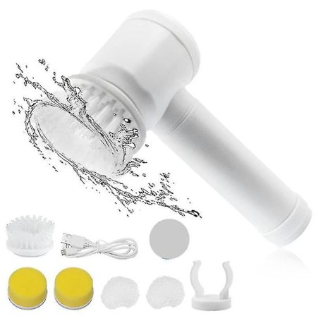 Kotitalouden sähköinen pyörivä pesukone langaton sähköinen moppi, käsikäyttöinen suihkunpuhdistusharja 6 vaihdettavalla