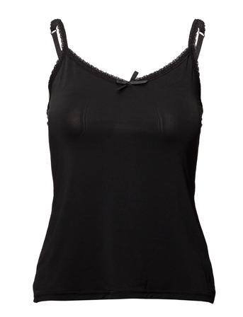 Lise Singlet Top Ærmeløs Top Sort Cream