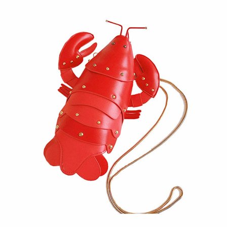 Hummerformet veske, søt dyre-crossbody-veske for kvinner, PU-skulderveske i skinn med nagler, unik clutch med sjømattema, nyhet