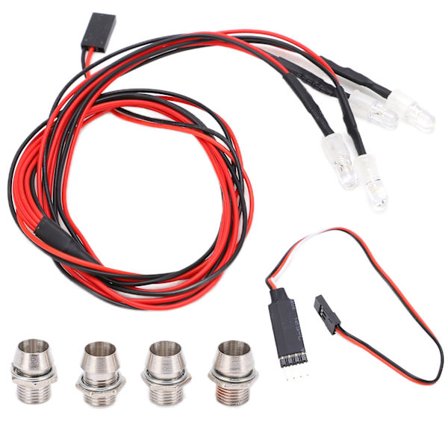 RC Lys 5mm Lyse LED RC Forlygter med Tilbehør Lyskontakt til Fjernbetjeningsbil Opgradering 2 Hvide Lys, 2 Røde Lys