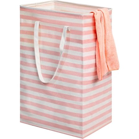 75L Stor Vaskekurv - Frittstående Vanntett Kleskurv med Forlenget Håndtak - Sammenleggbar Høy Vaskekurv Rosa