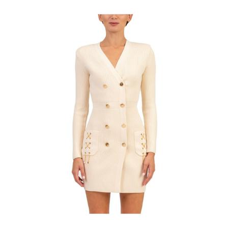 Elisabetta Franchi Knitted Kjole Hvid, Dame, Størrelse: 2XS