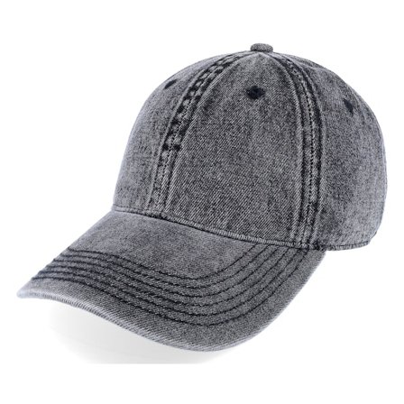 Richardson - 382 Snow Washed Black Denim Dad Cap Unconstructed Black Cap - @ Hatstore