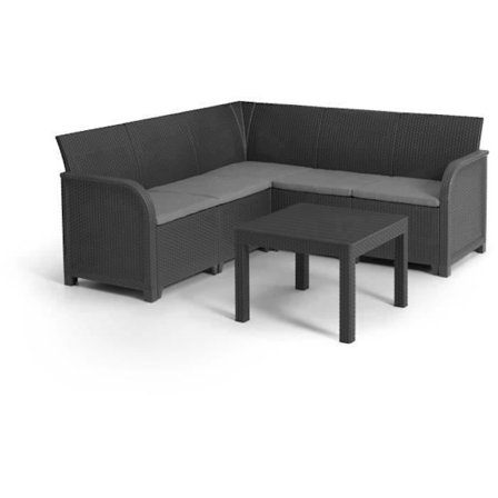 Havemøbler - vævet harpiks i rattan-look - Allibert fra KETER - 5 personer - SanRemo - Grafitgrå