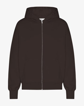 Organic Oversized Zip Hood - Coffee Brown - Male - 2XL