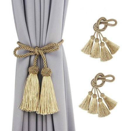 4 Pakk Dekorative Tau Tassel Gardin Holdbacks (Gull) Håndlagde Vindusgardin Tie-Backs for Hjem Off