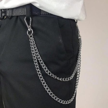 {CACA} 2-pak Modebukser til mænd Kæder Jeanskæder Punk Hip Hop Bukser Kæder Taljekæder Kvinder