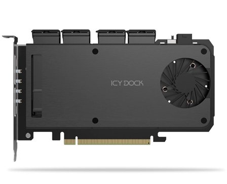 ICY DOCK 4x M.2 NVMe SSD Adapter for PCIe 5.0 x16 Slot