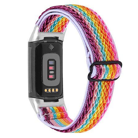 Vävd Nylonarmband Fitbit Charge 5 Regnbåge