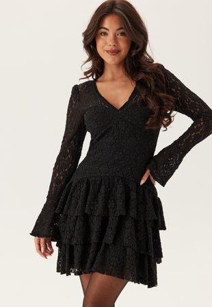 Bubbleroom Occasion Frill Lace Long Sleeve Short Dress Klær