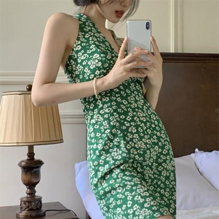 Blomgrimma Sexig Kvinna Klänning Fransk A-line Hängsel Casual W
