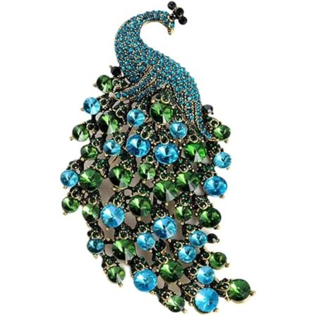 Rhinestone Påfugl Brosje Nål for Kvinner Jenter Mote Utsøkt Overdrevet Stor Krystall Fugl Dyr Brosjer Jakkenåler Elegant Kjole Tilbehør Bryllup