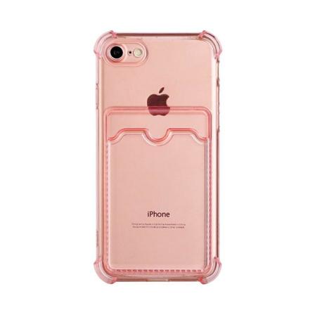 Iphone 7/8/se (2020/2022) Stöttåligt Skal Med Korthållare - Rosa Rosa