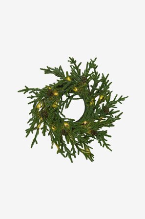 Star Trading - Kranssi Lummer 38 cm - Vihreä - Joulun koristevalot - - Homeroom