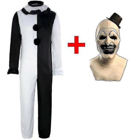 Cgmgtsn Voksne Terrifier 2 Kunst The Clown Cosplay Kostume Jumpsuit Hat Outfits Halloween Karneval Dragt-Xin Costume and Mask xxxL