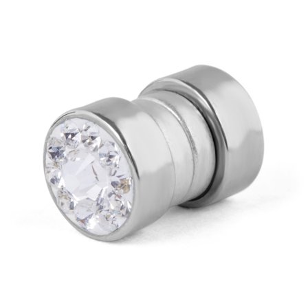 8 mm Magnet Ørering m. Klar Krystal til mænd - Magnet øreringe