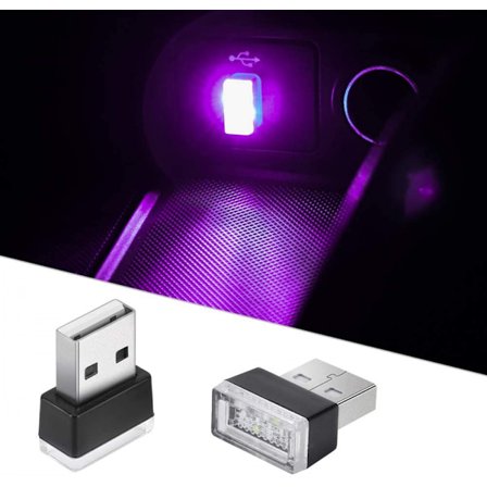 2 kpl USB LED -tunnelmavalot Mini auton sisätilojen lisävarusteet Ympäristön lamppu Yleismaailmallinen (Violetti)