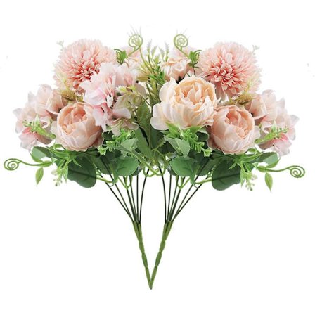 2 stk kunstige blomster falske peonbukett silkehortensia falske blomster realistiske blomsteroppsatser bryllupsdekorasjon hjem hage kontor senter