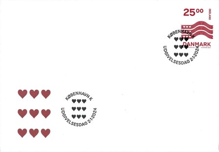 Danmark - Hjertebølge INDLAND - Førstedagskuvert
