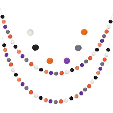 Villahiuspallo-köynnös, värikkäät huopapallo-pom pom -köynnökset, 3 metriä pitkä, 70 palloa, huopapallo-köynnökset, riippuva banneri seinälle, juhliin