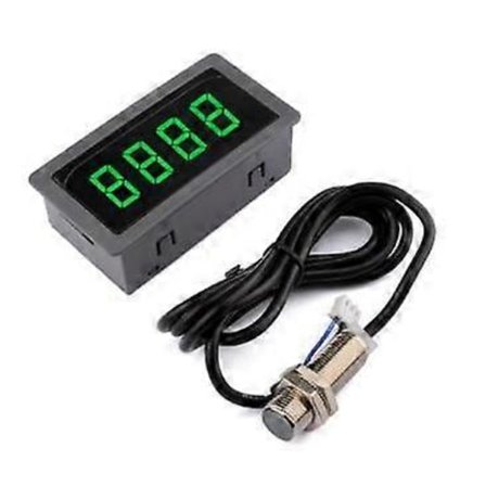4-numeroinen vihreä LED-moottorin kierroslukumittari RPM-nopeusmittari NPN Hall-läheisyyssensorilla