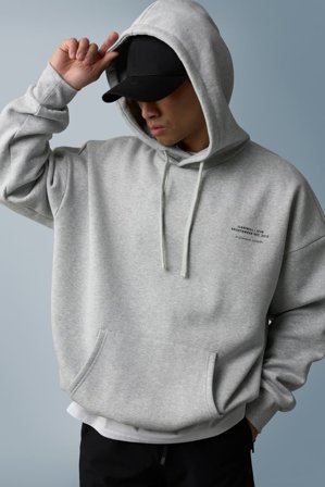 Everyday Relaxed Hoodie Print M Light Grey Melange