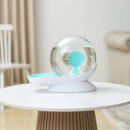 QININI 2,8L Automatisk Vatten Dispenser för Katter och Hundar med Integrerat Filter Baserat på Pascals Princip, Miljövänlig Utan El, Blå