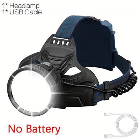LED USB Uppladdningsbar XHP70 High Power Pannlampa, Kraftfull Super Ljus Vattentät Ficklampa För Utomhus Fiske Sök Camping