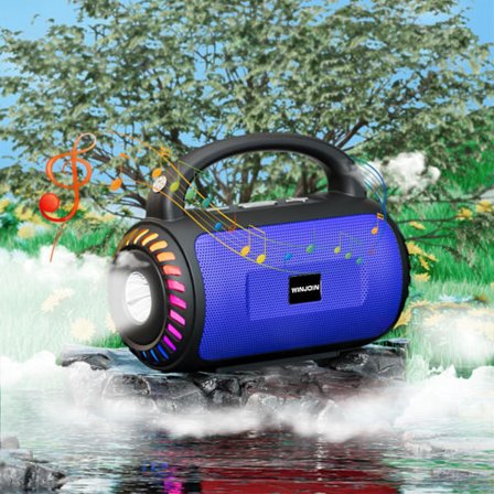 Bluetooth Audio Bärbar Subwoofer RGB LED-ljus Trådlös Bluetooth-högtalare Med Hifi Stereo Stödjer TF-kort, U-disk, FM-uppspelning(Blå)