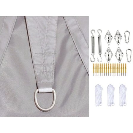 Vedenpitävä kolmionmuotoinen aurinkopurje - UV-suoja, puutarhaan, terassille ja uima-altaalle, sisältää asennusmateriaalit