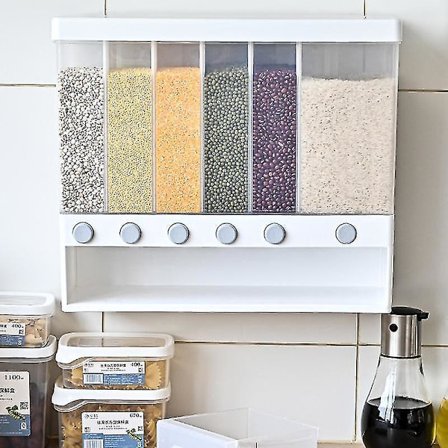 Automatisk Plast Kornbeholder Oppbevaringsbokser Kjøkkenverktøy