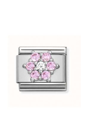 Symbols 925 sterling silver & CZ Pink and White flower