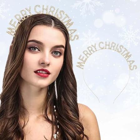 Jouluhiuspanta naisille, jouluaiheinen hiuspanta, jossa on strassikoristeita, söpö hiuspanta, kimmeltävä päähine, asuste, jouluaiheiset hiuskoristeet 