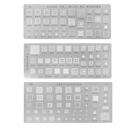 3 stk. Universal BGA Reballing Stencils Kit For MTK for HTC for Huawei Android