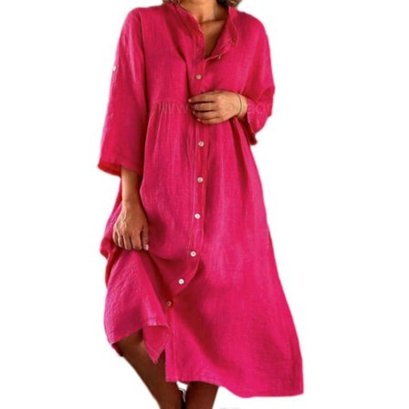 Laadukas mukavuus yhdistyy ajattomaan tyyliin tässä tyylikkäässä naisten puuvilla- ja pellavamekossa - Täydellinen mihin tahansa tilaisuuteen, 