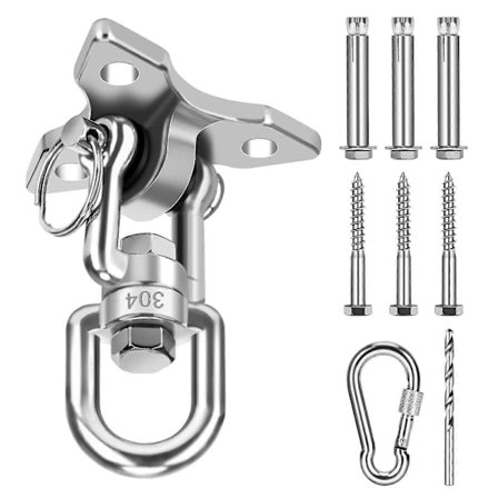 Loftkrog Hængestol 360 Drejelig Krog, Rustfrit Stål Udendørs Beslag Op Til 500 kg til Loftmontering Hængekøje