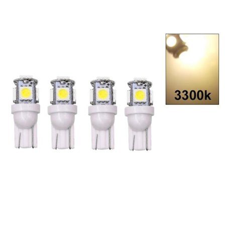 T10 w5w 3300k 4-pakning LED-lamper med 5 stk 5050SMD-chip 12v DC