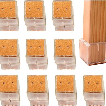 20-pack stolskydd, 20 fyrkantiga möbelbensskydd i silikon, golvskydd mot repor