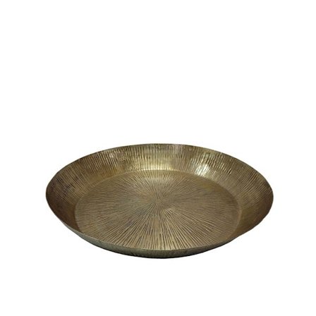 Dekorativ aluminiumsbakke, 41x41x6 cm, guld