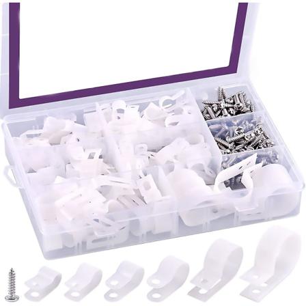 135-pack Med 6 Storlekar Vit Nylon R-typ Kit