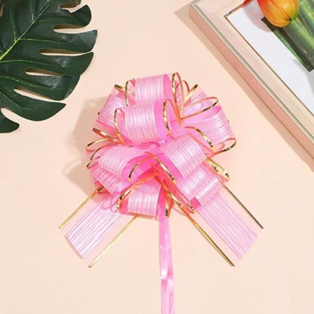 20 stk. store sløjfer (15 cm), lyserøde organza sløjfer til gaveindpakning, festdekorationer, bryllupsbil