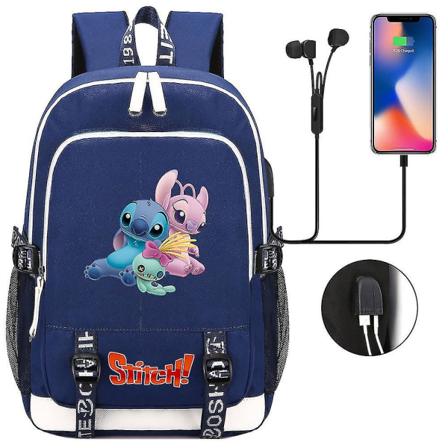 Anime Stitch Filmer Usb Laddning Ryggsäck Skolväska Grundskolan Mellanstadiet Student Pojkar Flickor Stor Kapacitet Bokväska Hög Kvalitet style 2