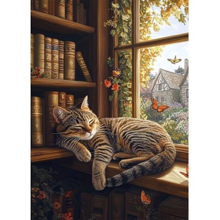 Diamond Art Kits til Voksne Kat - Kat Diamantmaleri Kit, DIY Gem Art til Voksne, 5D Fuld Rund Bore Gem Maleri Håndværk til Hjemmevæg Dekoration Gaver