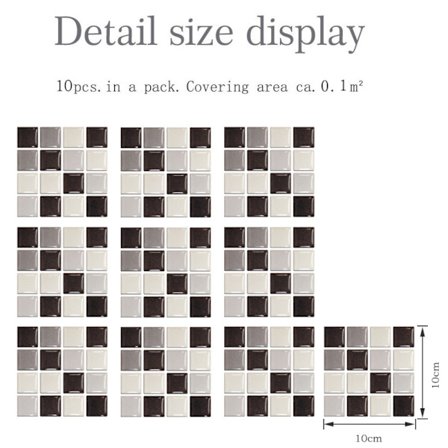 3D mosaik fliser mursten klistermærker tapet badeværelse vægdekoration sort